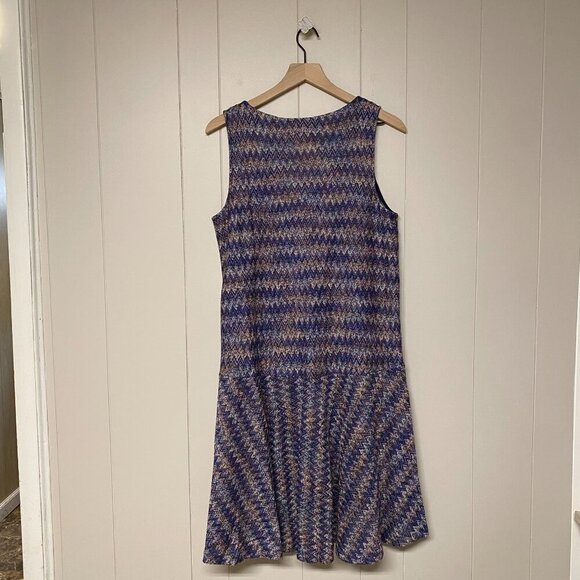 Anthropologie Brand Maeve Westwater Chevron Knit Drop Waist Dress, Purple, Med. - Picture 3 of 10